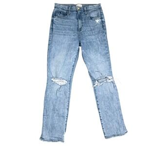 Favorite Daughter Jeans Womens 28 Blue Distressed High Rise Straight Leg Stretch